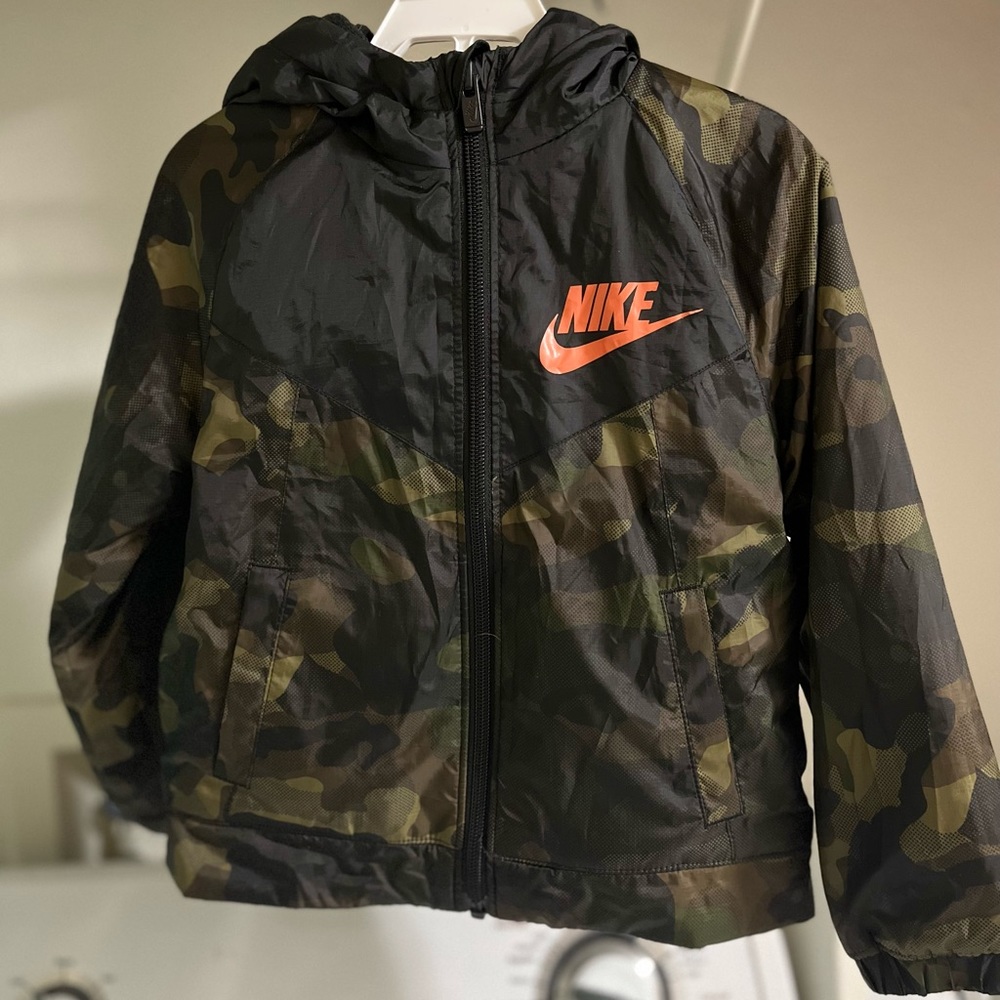Toddler Boy Army Fleece Lined Hooded Nike Jacket